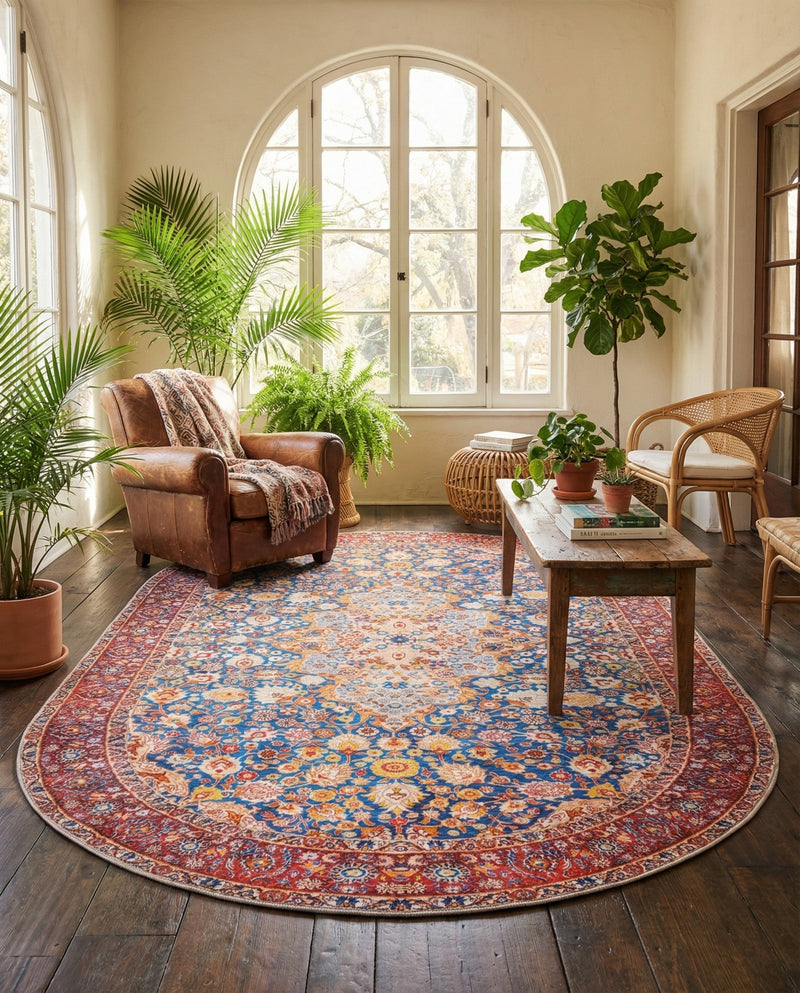 Heritage Elegance Collection Area Rug -  Hearst Oval Navy Blue  lifestyle 36