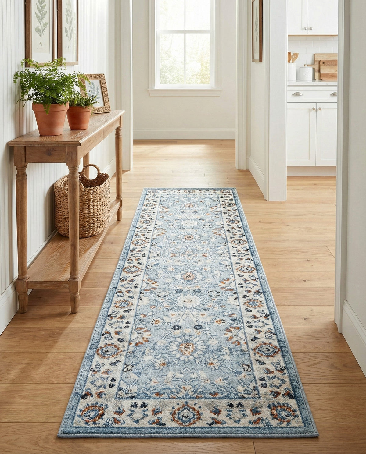 Savannah Elegance Collection Area Rug - Augusta (Aqua Blue) Runner Aqua Blue  lifestyle 90