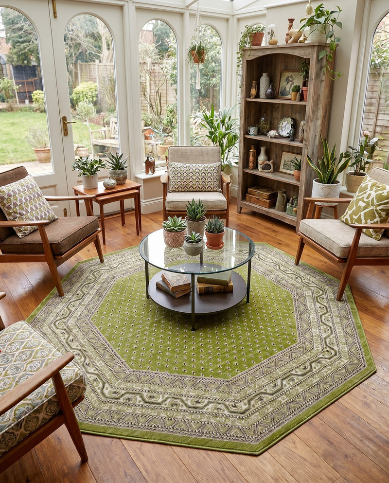 Soho Elegance Collection Area Rug -  Mercer (Green) Octagon Green  lifestyle 64