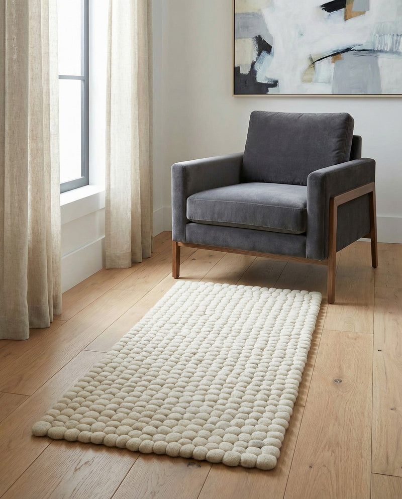 Woolen Sphere Collection Area Rug - Orbsburg (Ivory) Runner Ivory  lifestyle 58