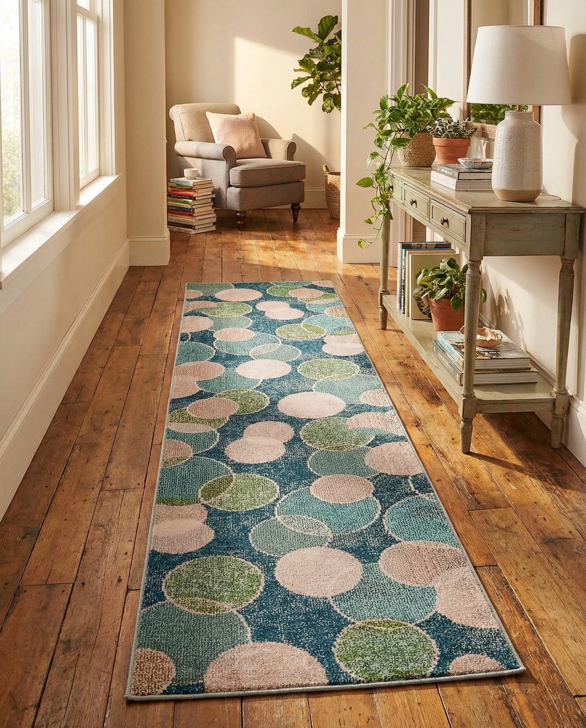 Chromatic Oasis Collection Area Rug -  Zephyr Runner Navy Blue  lifestyle 110