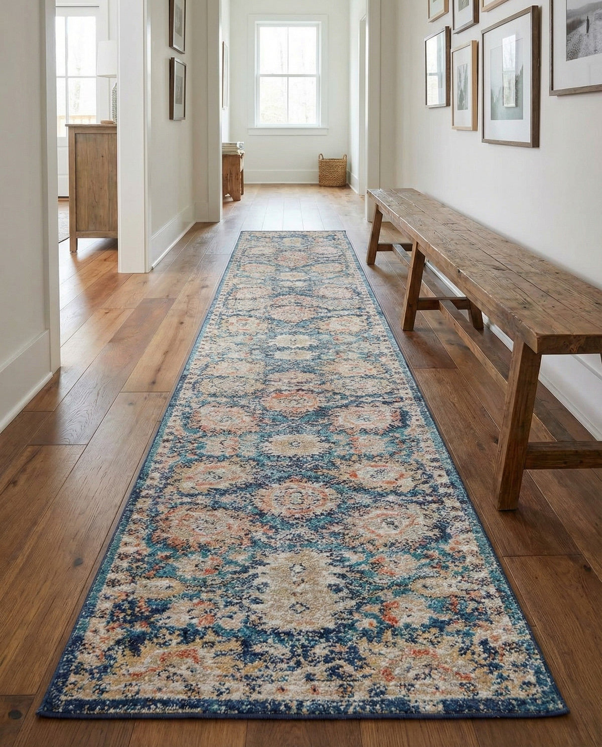 Seville Stripes Collection Area Rug -  Cordoba (Blue) Runner Blue  lifestyle 85