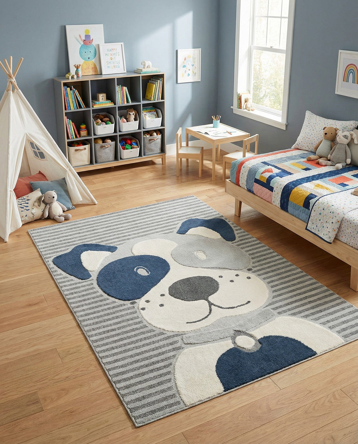 Wonder Tykes Collection Area Rug -  Magicgrove Rectangle Blue and Gray  lifestyle 8