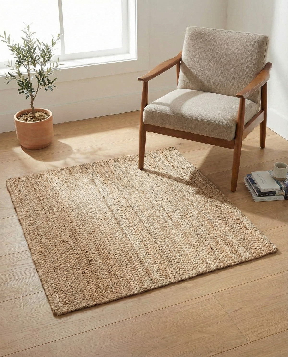 Woven Seaside Jute Collection Area Rug - Savannah (Natural) Square Natural  lifestyle 140