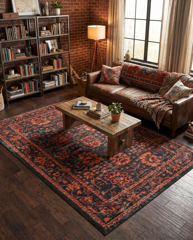 Geneva Terrace Collection Area Rug -  Lausanne Rectangle Black  lifestyle 20