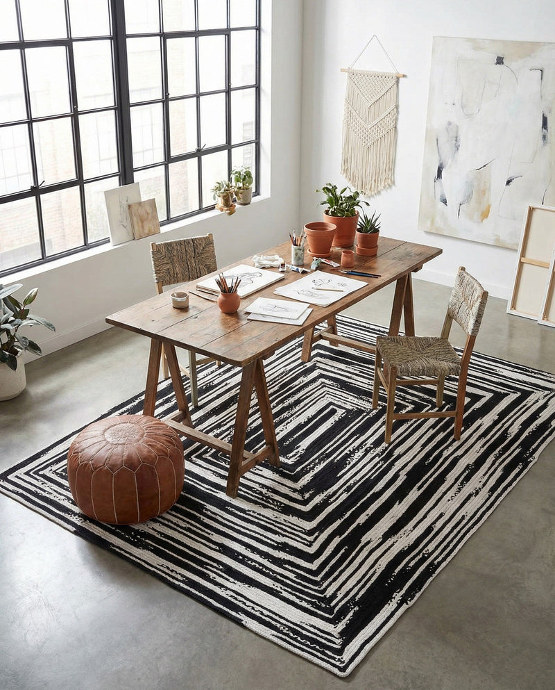 Woven Udaipur Collection Area Rug - Jaipur Rectangle Black and White  lifestyle 11