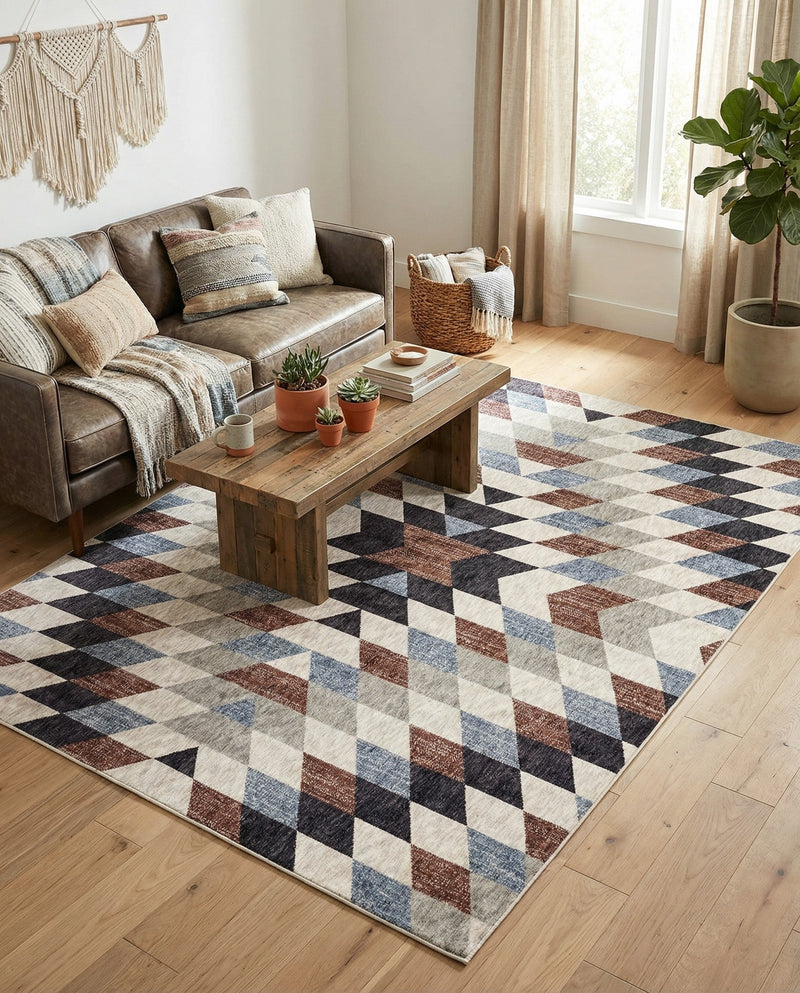Desert Modern Eco Rug Series Collection Area Rug - Sedona Rectangle Multi  lifestyle 6