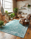 Riviera Elegance Collection Area Rug - Antibes (Turquoise) Rectangle Turquoise  lifestyle 27