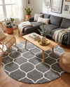 Trellis Mosaic Collection Area Rug -  Pergolatown (Dark Gray) Round Dark Gray  lifestyle 78