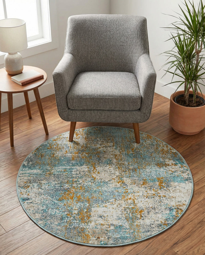 Arcadia Rugs Collection Area Rug -  Nirvana Round Cream Blue  lifestyle 62