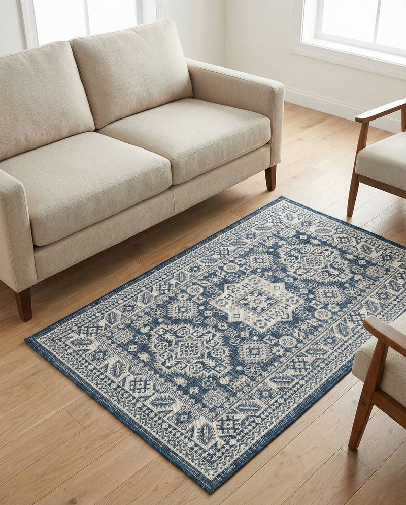 Tribal Terrace Treasures Collection Area Rug -  Incan Isle (Blue) Rectangle Blue  lifestyle 27