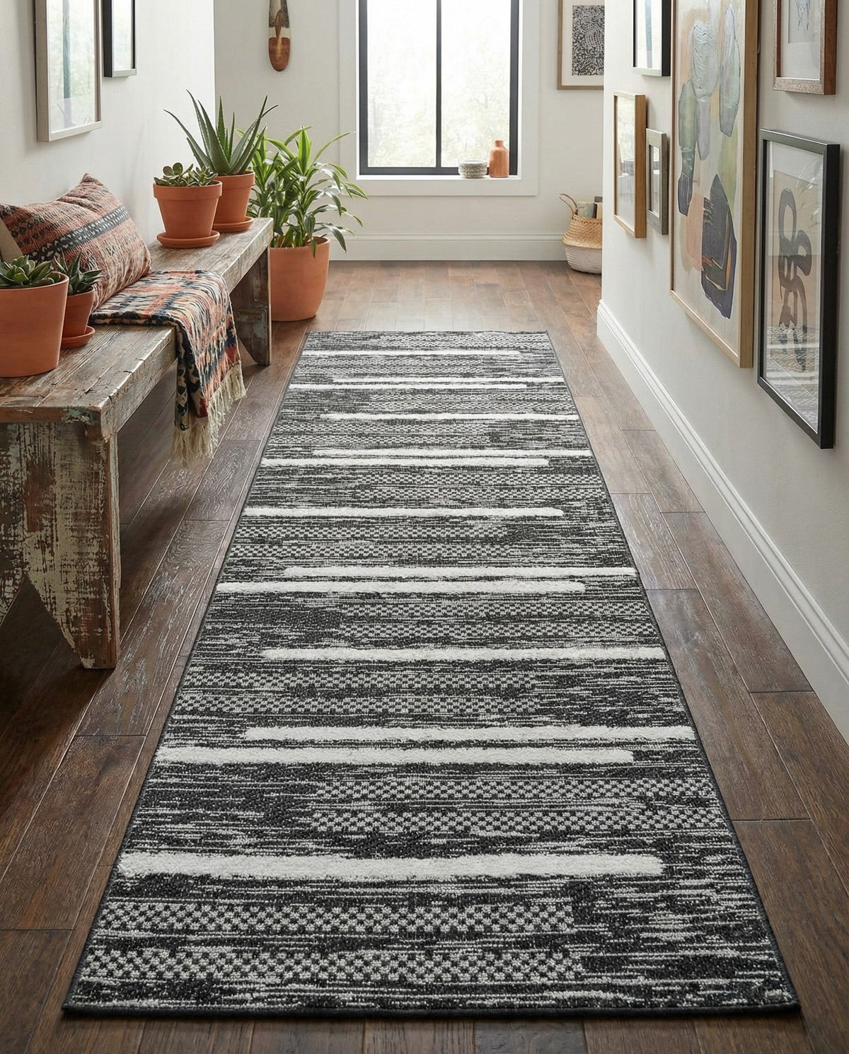 Cathedral Elegance Collection Area Rug - Chapel Runner Black  lifestyle 153