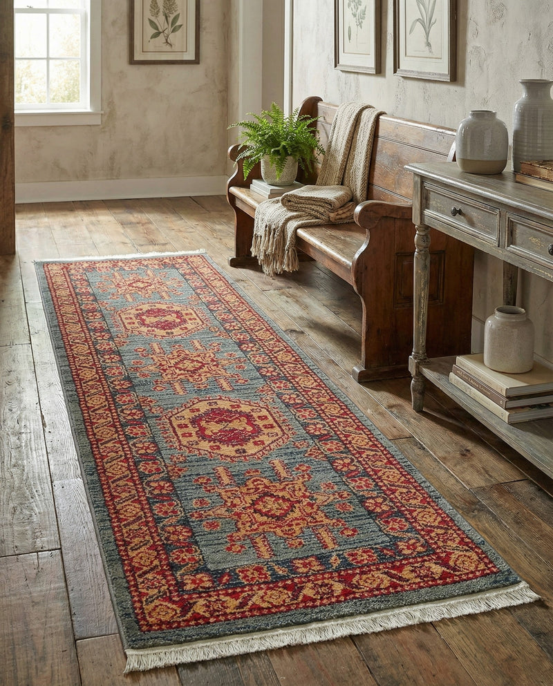 Persian Elegance Collection Area Rug -  Bushehr Runner Light Blue  lifestyle 66