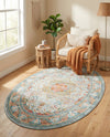 Caribbean Breeze Collection Area Rug -  Floriana Oval Light Blue  lifestyle 77