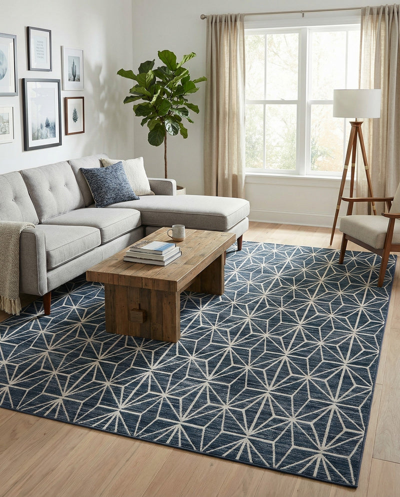 Metro Heights Collection Area Rug -  Hudson Rectangle Navy Blue  lifestyle 12