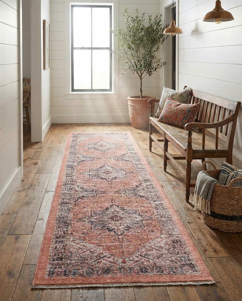 Bazaar Chic Collection Area Rug -  Chefchaouen Runner Salmon Pink  lifestyle 46