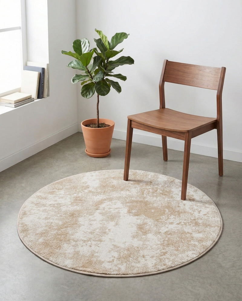Luminara Sands Collection Area Rug - Elysium (Sand) Round Sand  lifestyle 31