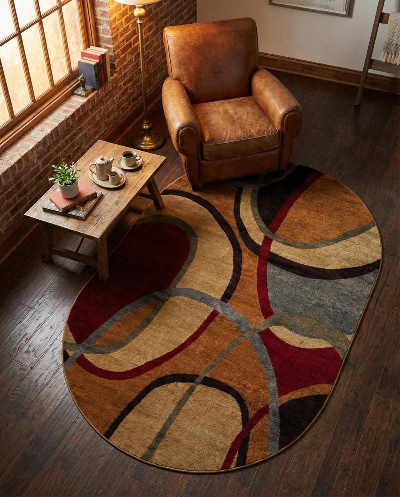 Bistro Lounge Collection Area Rug -  Macchiato Oval Multi  lifestyle 65