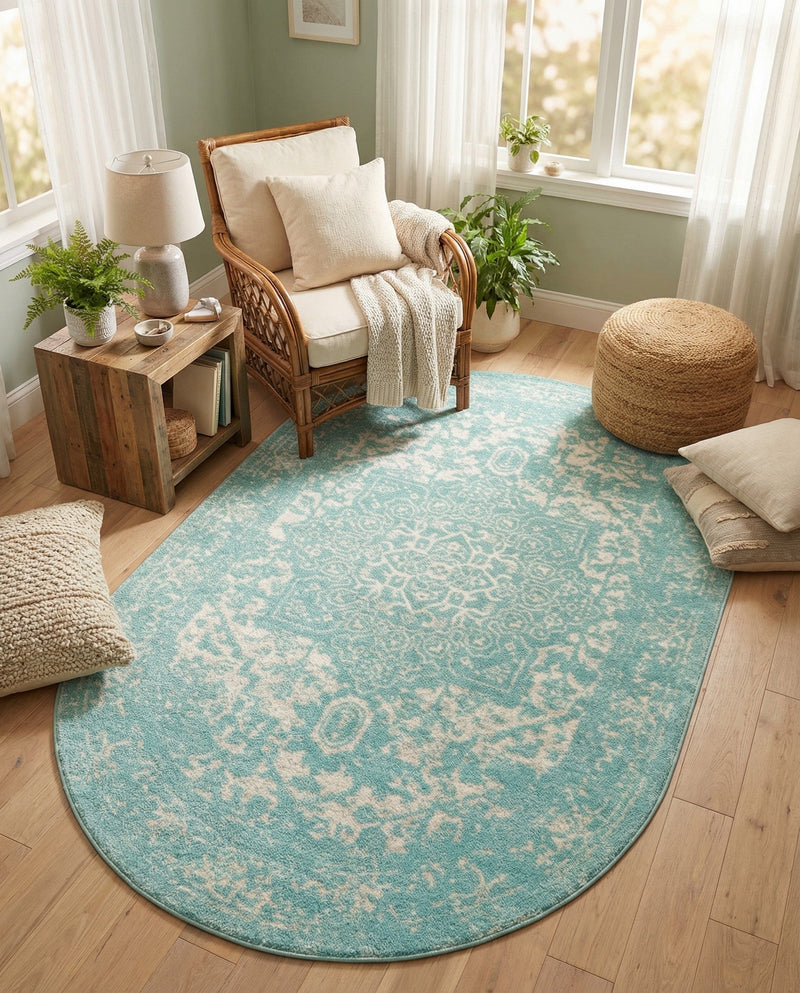 Georgetown Rugs Collection Area Rug - Dupont (Aqua) Oval Aqua  lifestyle 37
