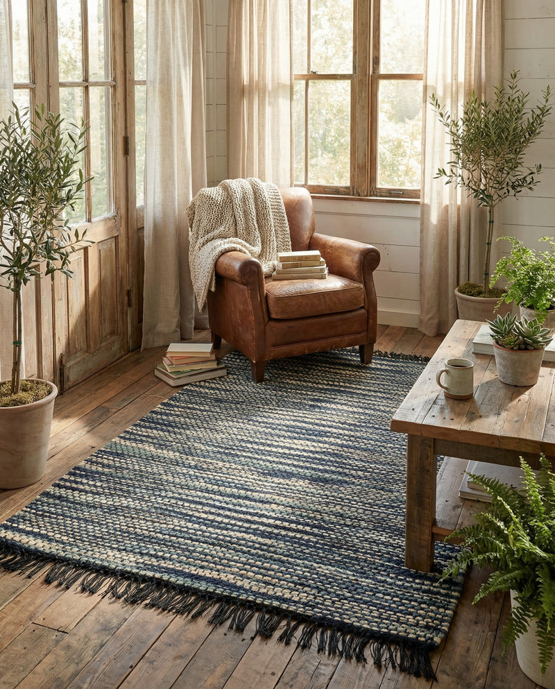 Savannah Jute Collection Area Rug - Nantucket Rectangle Green and Ivory  lifestyle 10
