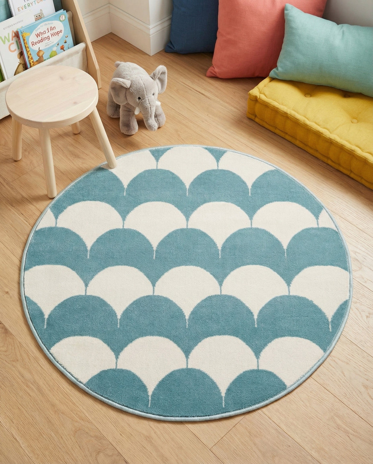 Wonder Tykes Collection Area Rug - Sparklewood Round Sky blue  lifestyle 164
