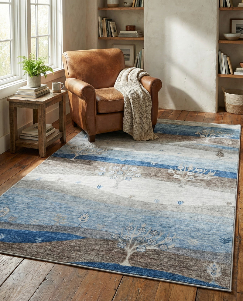 Zagros Shades Collection Area Rug -  Behbahan Rectangle Blue Gray  lifestyle 17