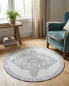 Heritage Elegance Collection Area Rug -  Winterthur (white Gray) Round white Gray  lifestyle 64