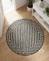 Urban Terrace Collection Area Rug -  Astoria (Black and White) Round Black and White  lifestyle 44
