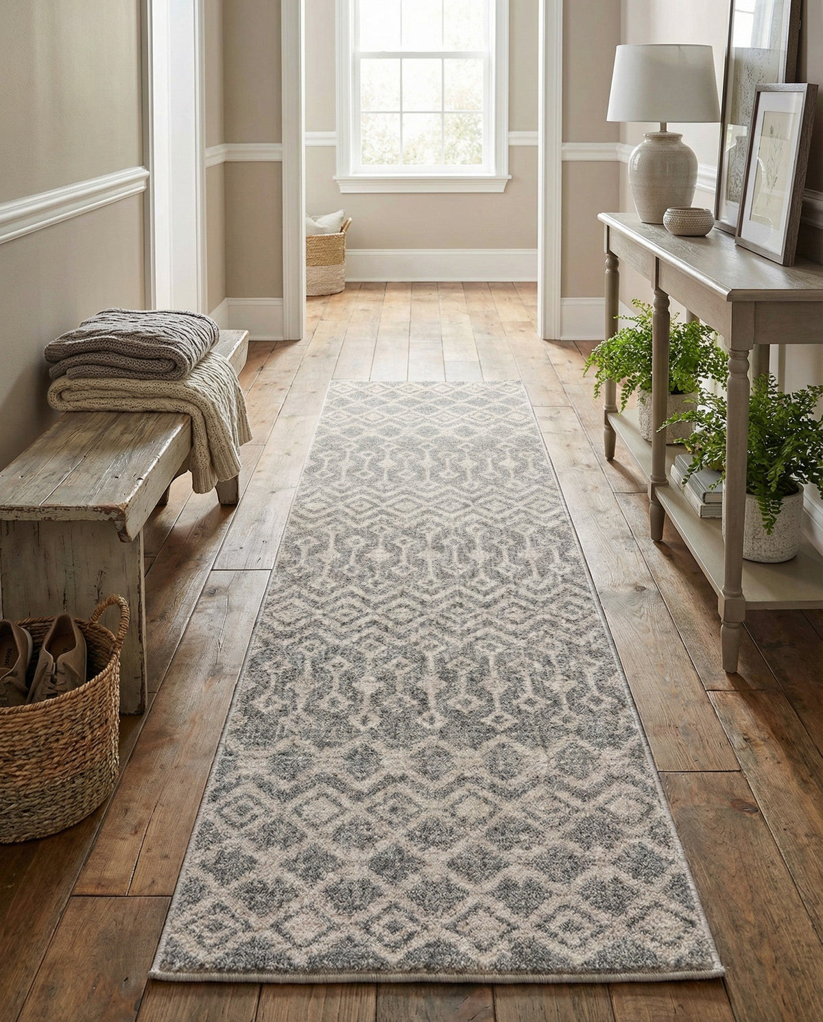 Geo Garden Lattice Collection Area Rug -  Andalusia Runner Gray  lifestyle 134