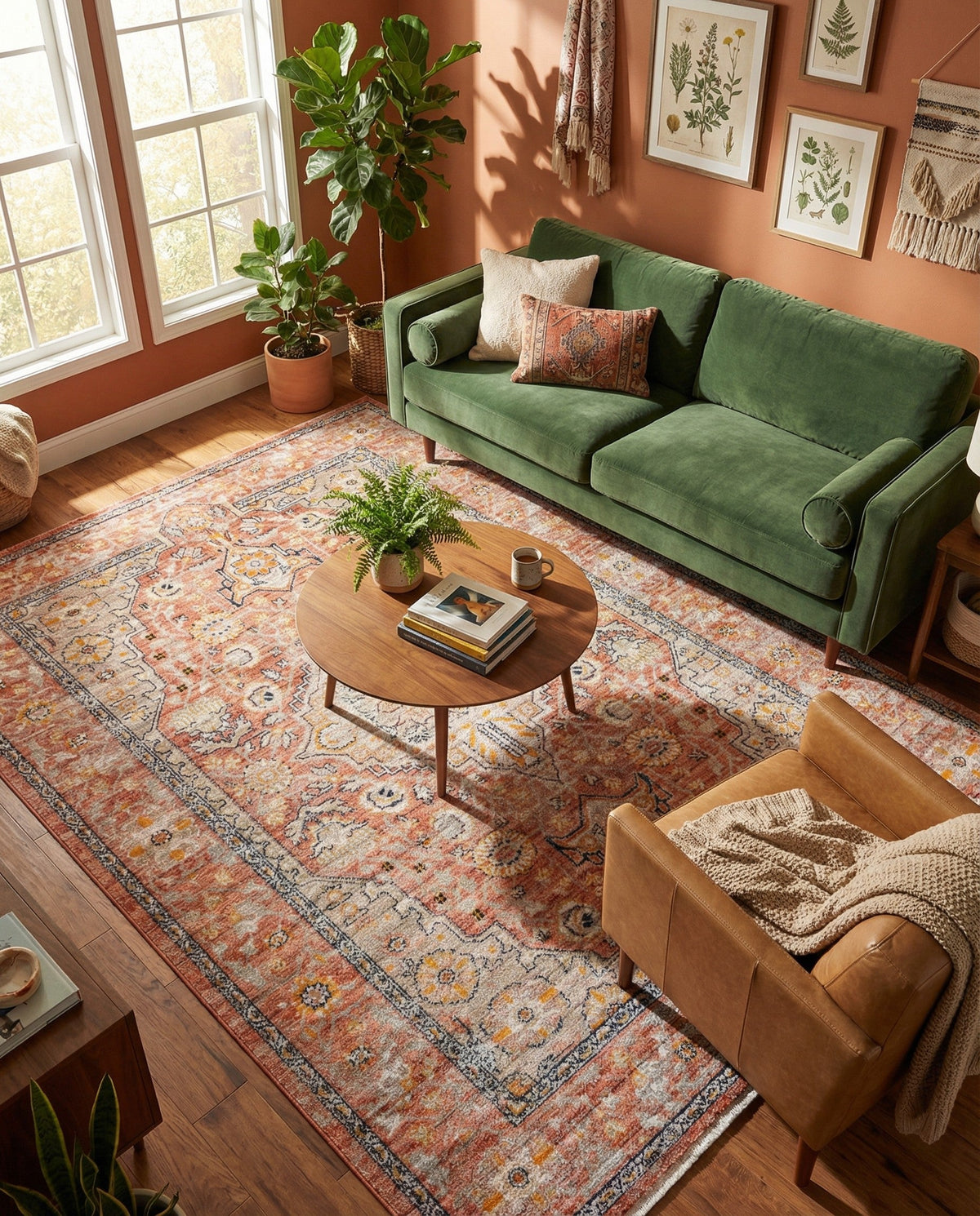 Seville Stripes Collection Area Rug - Cadiz (Brick Red) Rectangle Brick Red  lifestyle 25
