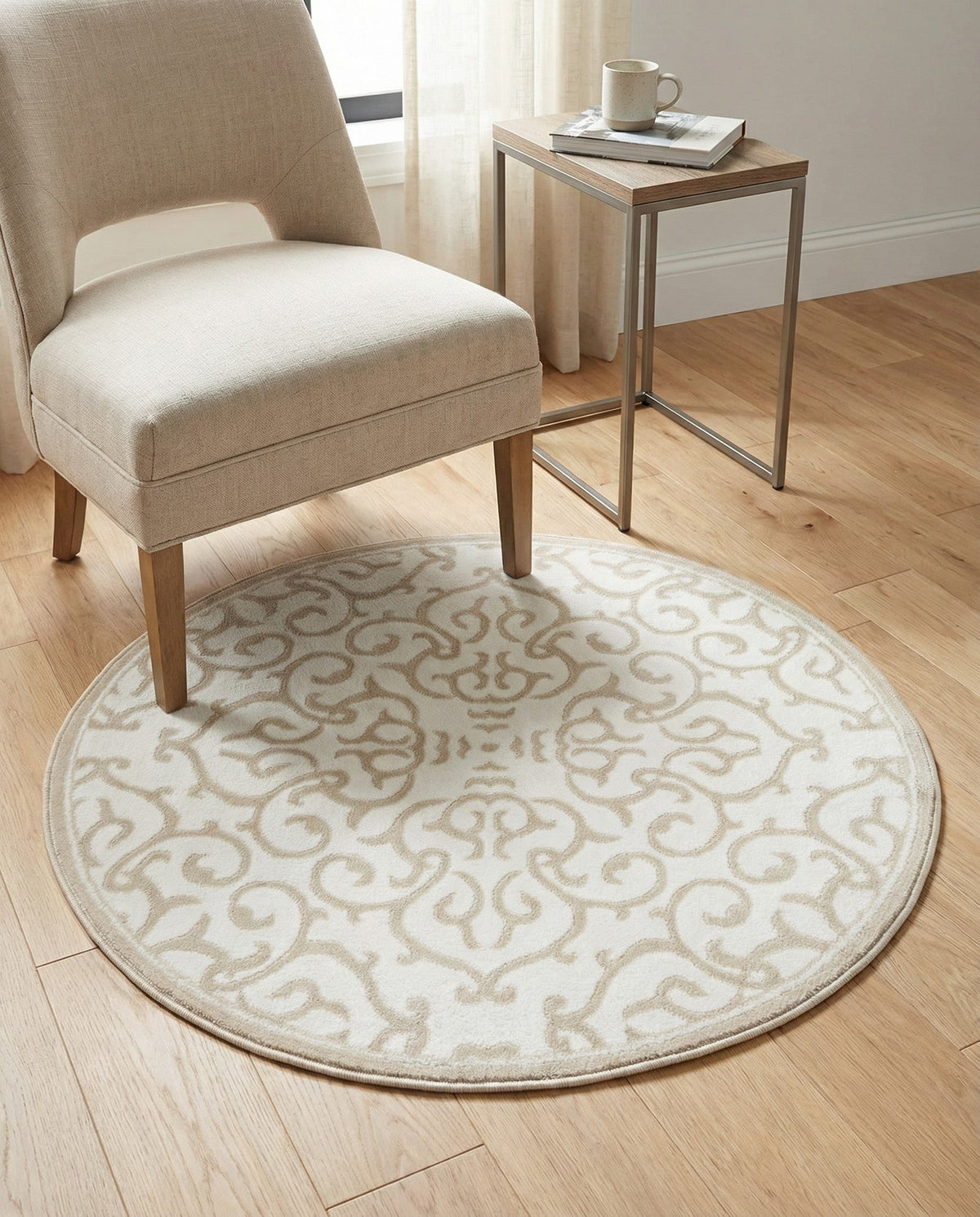 Andes Summit Collection Area Rug -  Pichincha Round Snow White  lifestyle 97
