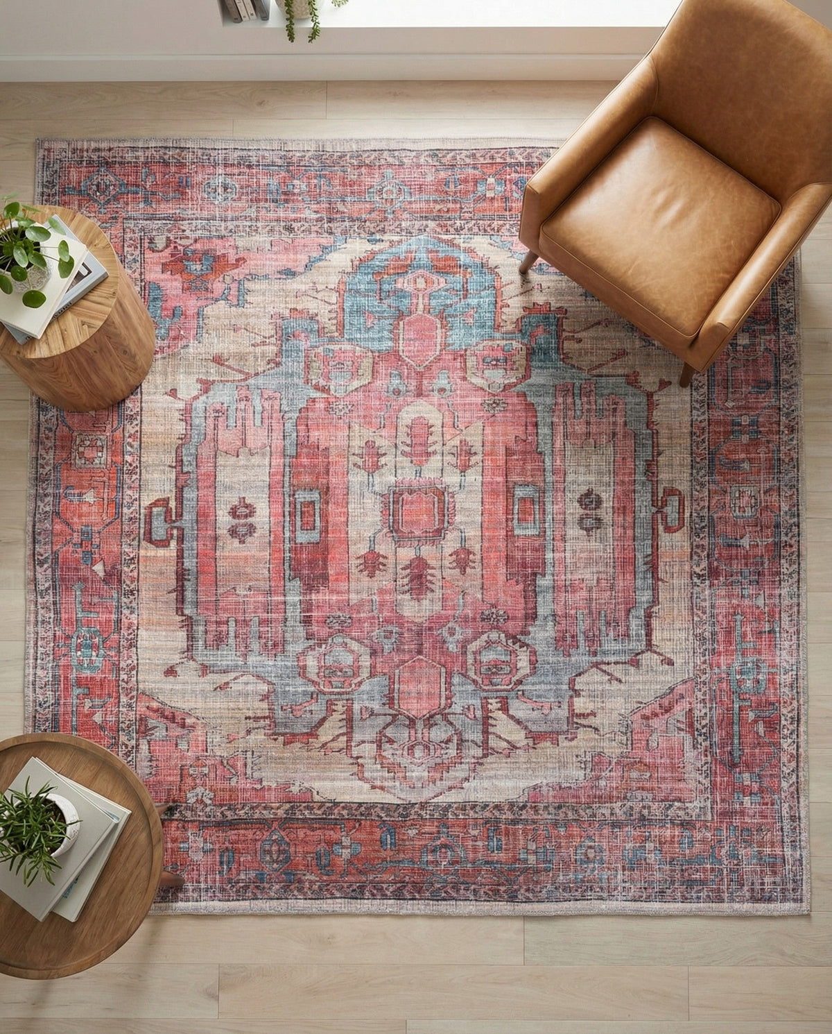 Zahara Oasis Collection Area Rug - Sahara Square Beige  lifestyle 142