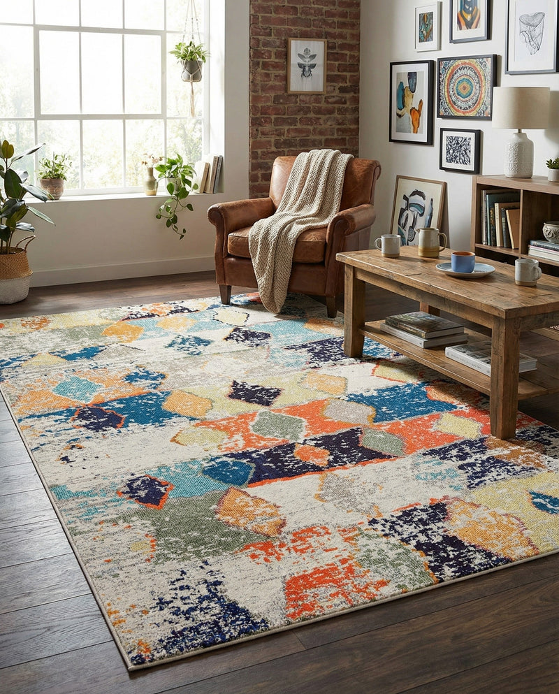 Colorburst Oasis Collection Area Rug -  Marina Rectangle Ivory  lifestyle 5