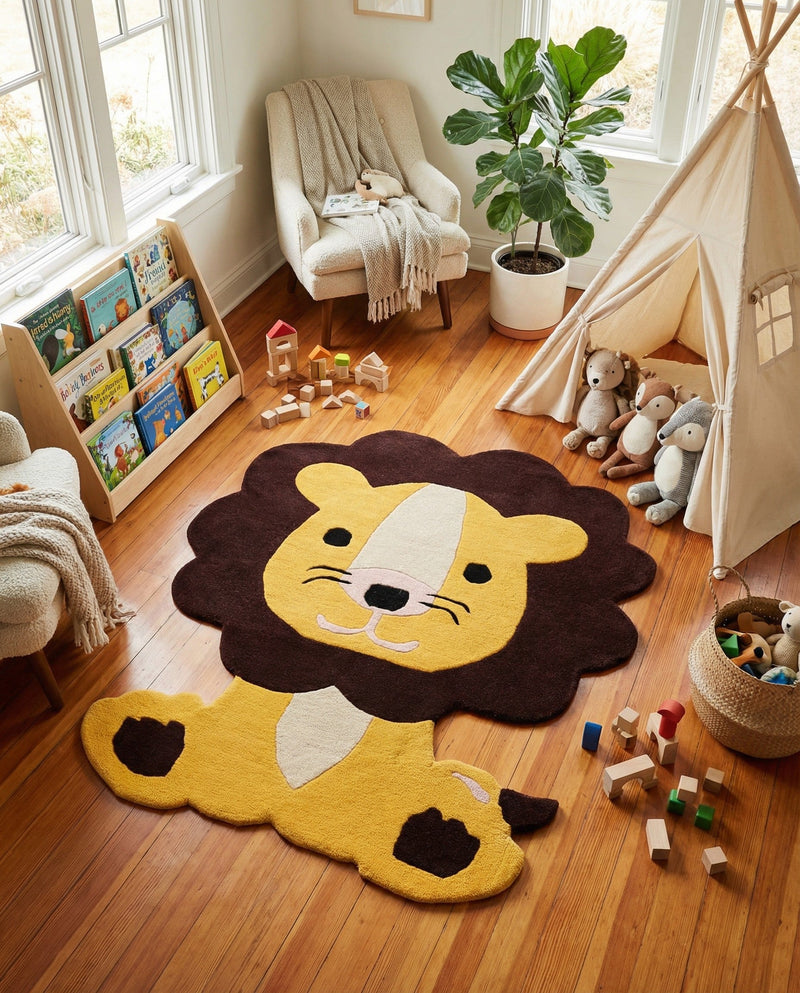 Whimsy Wonders Wool Collection Area Rug -  Jungle Rectangle Yellow  lifestyle 6