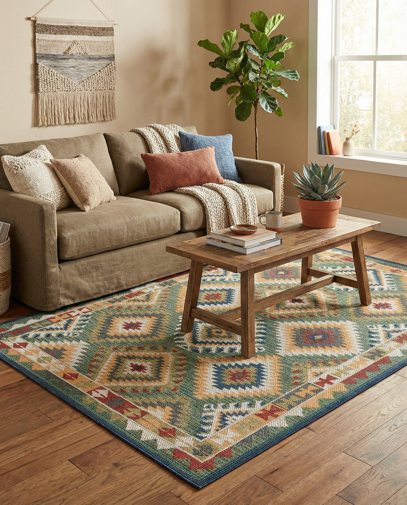 Coastal Terrace Collection Area Rug -  Sandbar Rectangle Green  lifestyle 21