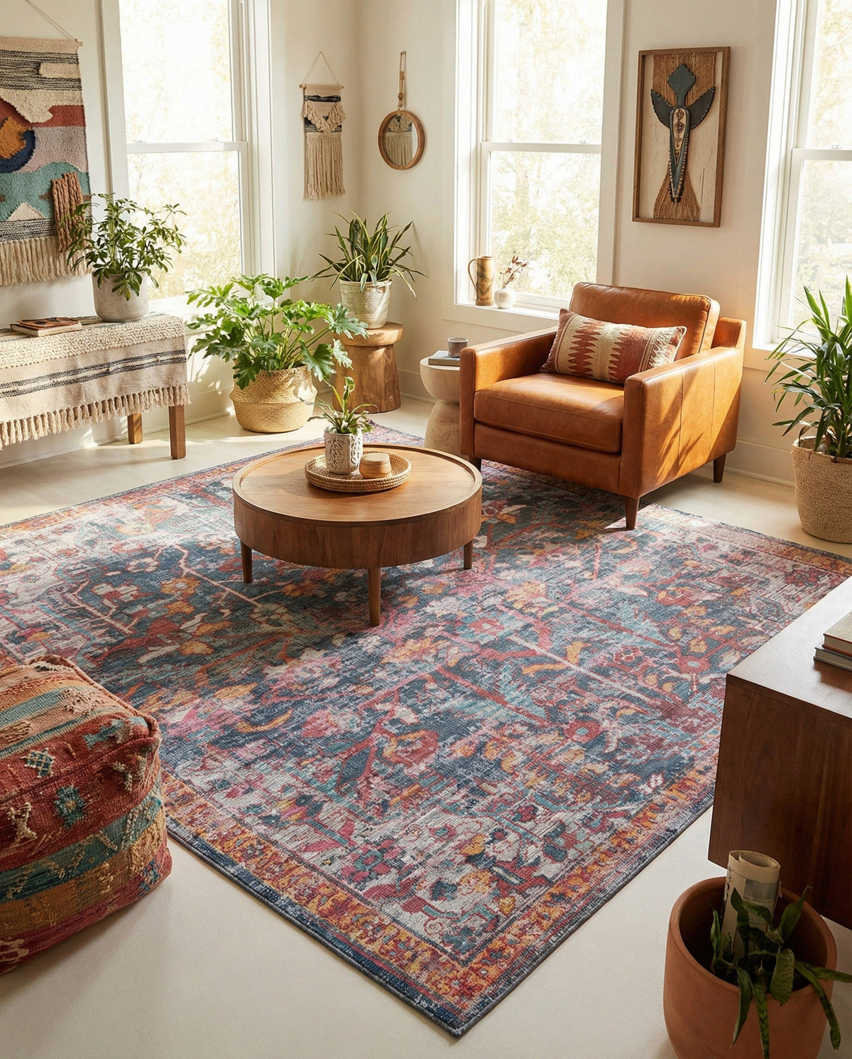 Zahara Oasis Collection Area Rug -  Nador Square Navy Blue  lifestyle 92
