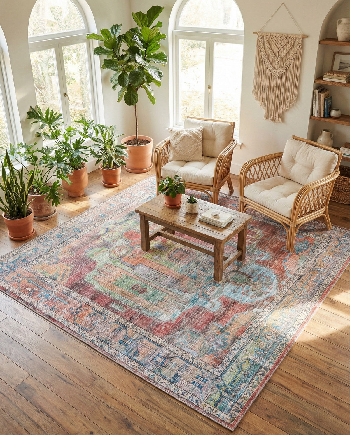 Zahara Oasis Collection Area Rug - Sahara Square Multi  lifestyle 152