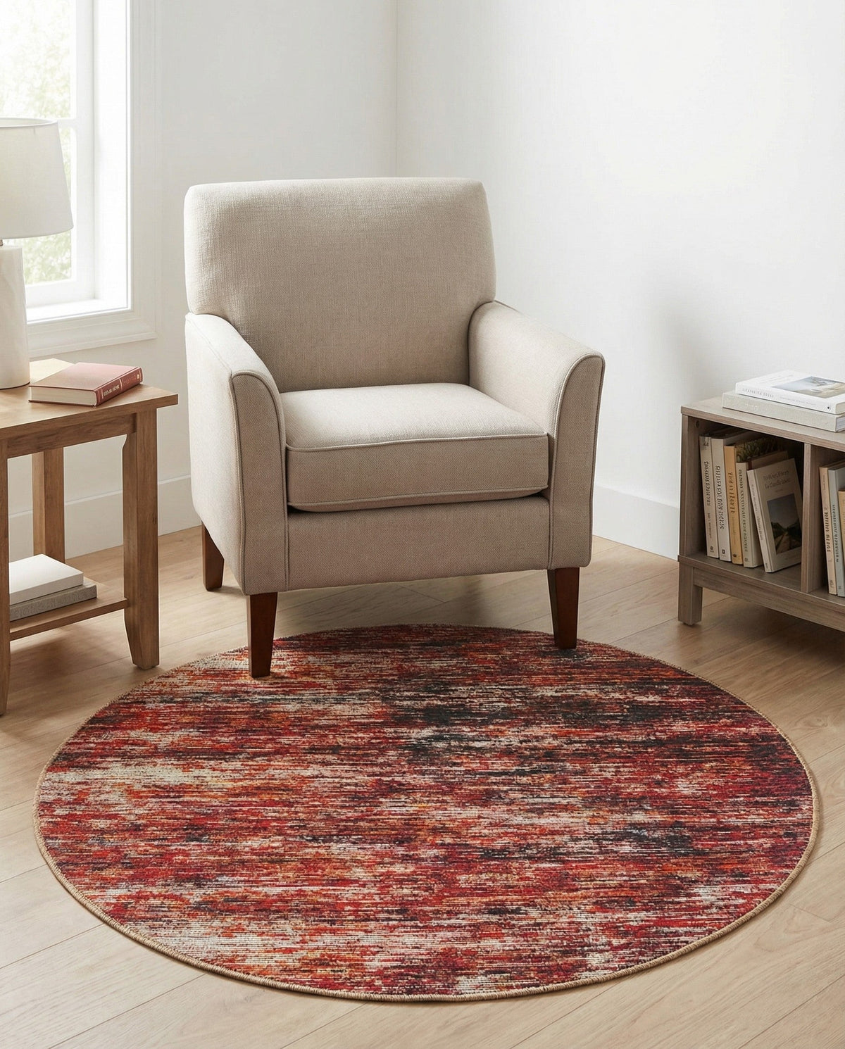 Sahara Essence Collection Area Rug - Oasis (Rust Red) Round Rust Red  lifestyle 39