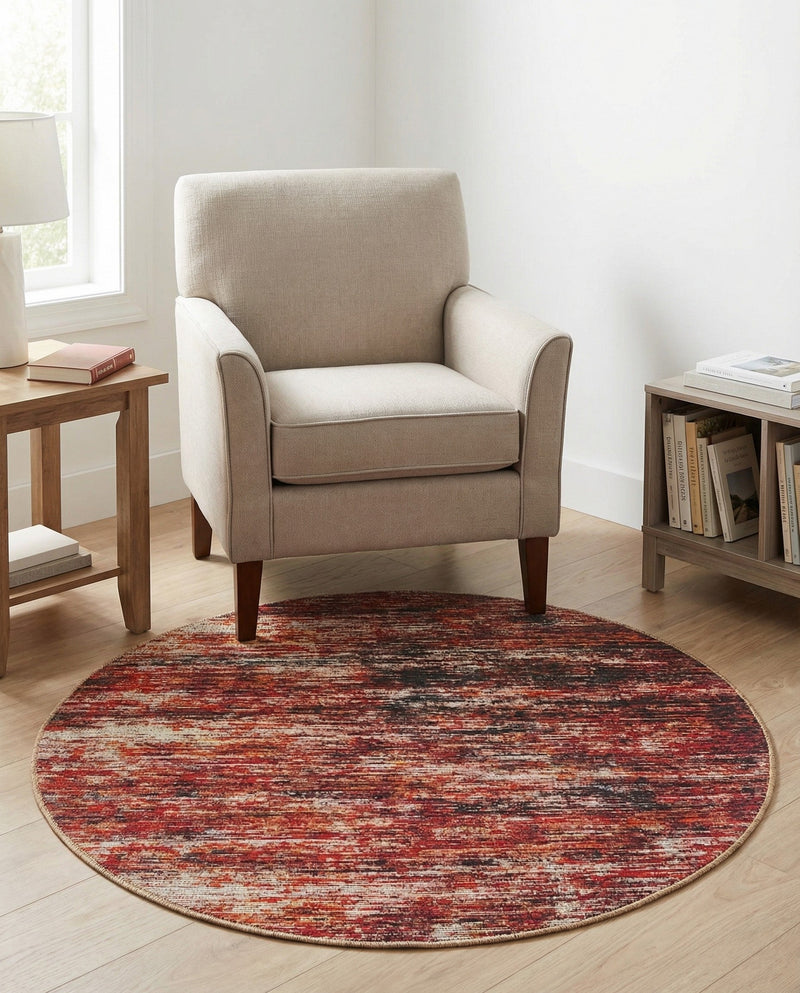 Sahara Essence Collection Area Rug - Oasis (Rust Red) Round Rust Red  lifestyle 39