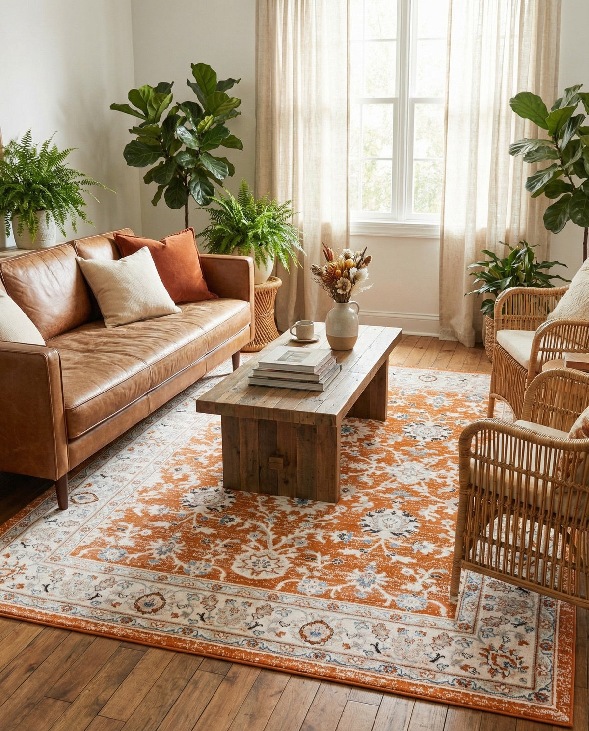 Savannah Elegance Collection Area Rug - Augusta (Rust Red) Rectangle Rust Red  lifestyle 20