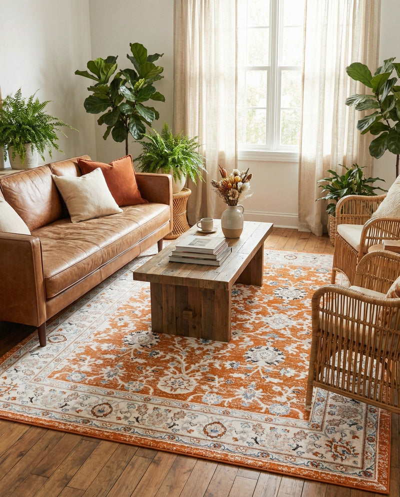 Savannah Elegance Collection Area Rug - Augusta (Rust Red) Rectangle Rust Red  lifestyle 20