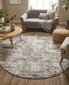 Luminara Sands Collection Area Rug - Elysium (Stone Gray) Round Stone Gray  lifestyle 45