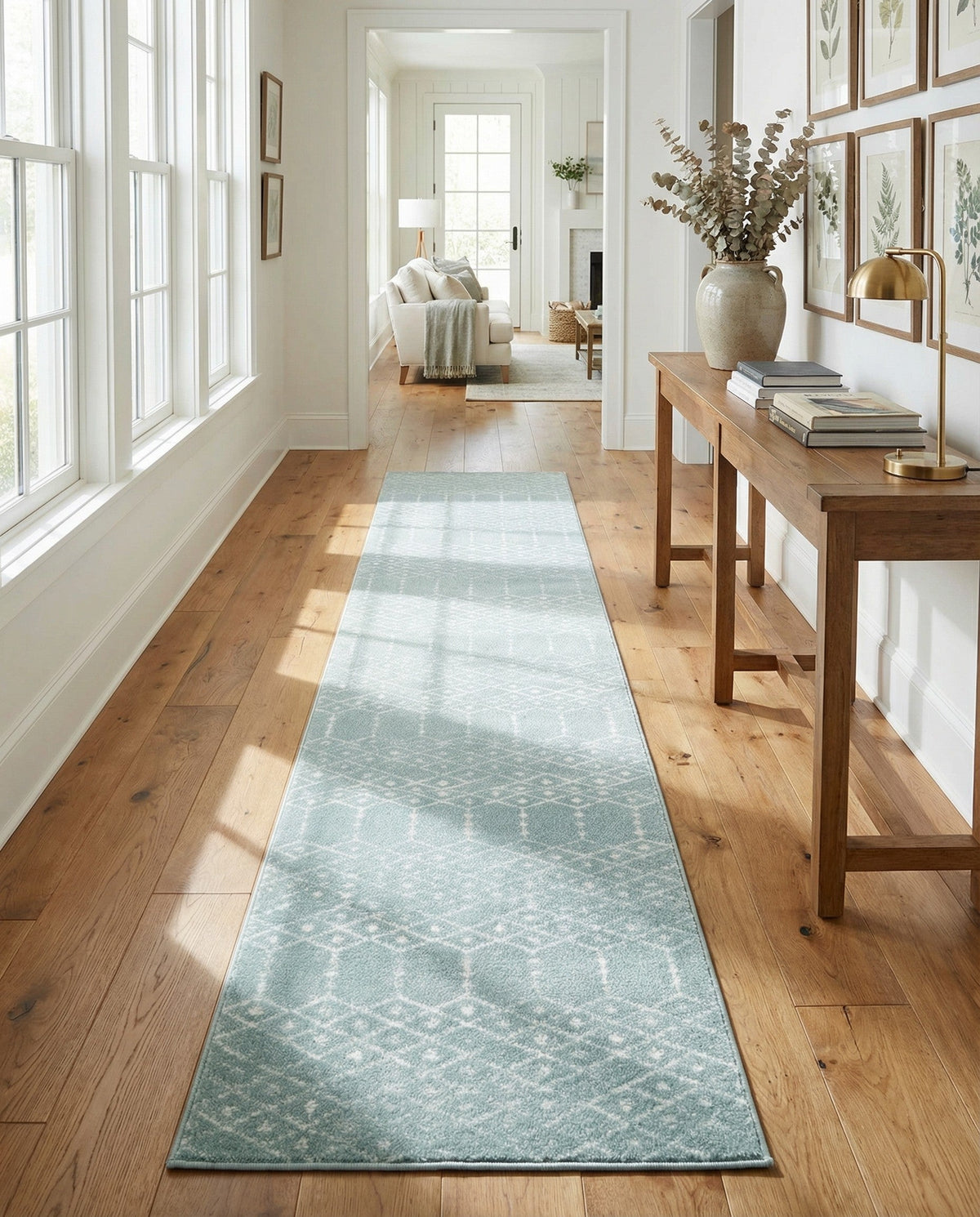 Marrakesh Lattice Collection Area Rug - Casablanca (Aqua) Runner Aqua  lifestyle 87