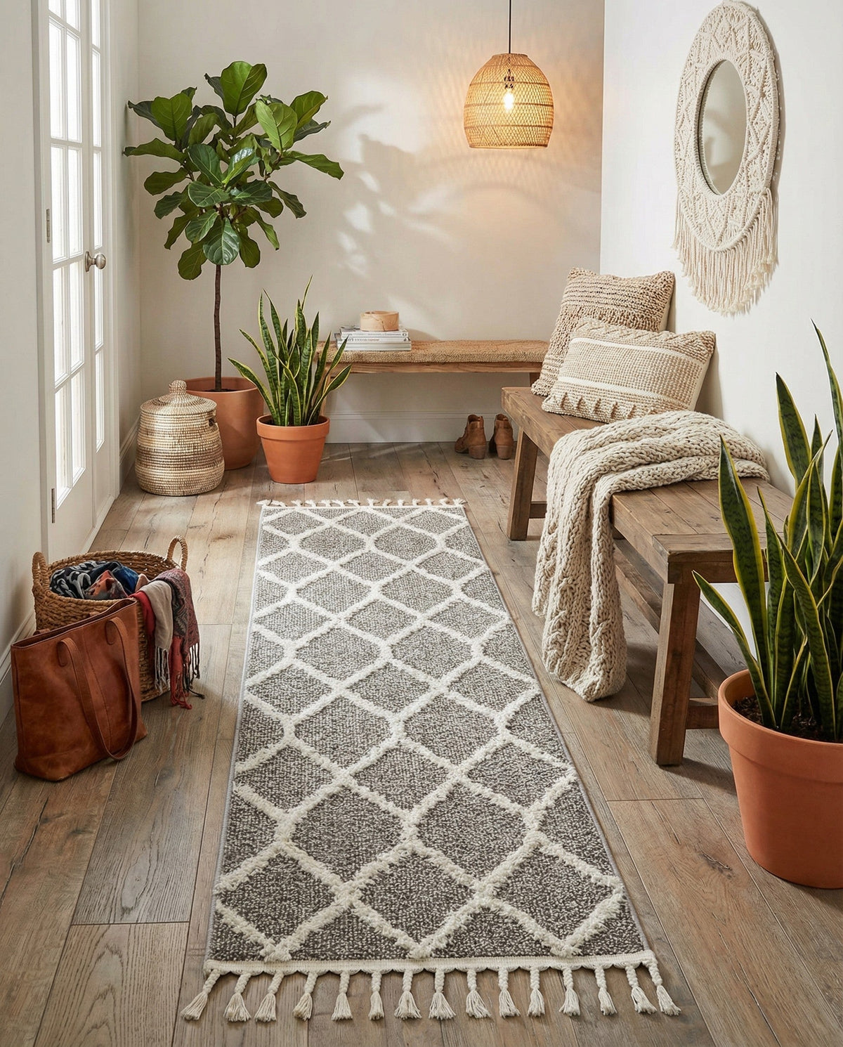 Sahara Chic Collection Area Rug -  Tuareg Runner Gray  lifestyle 93