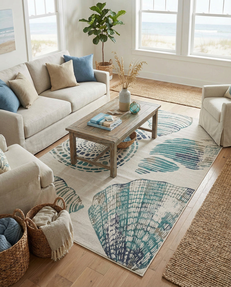 Seaside Haven Rugs Collection Area Rug -  Saltwater Rectangle Ivory  lifestyle 17