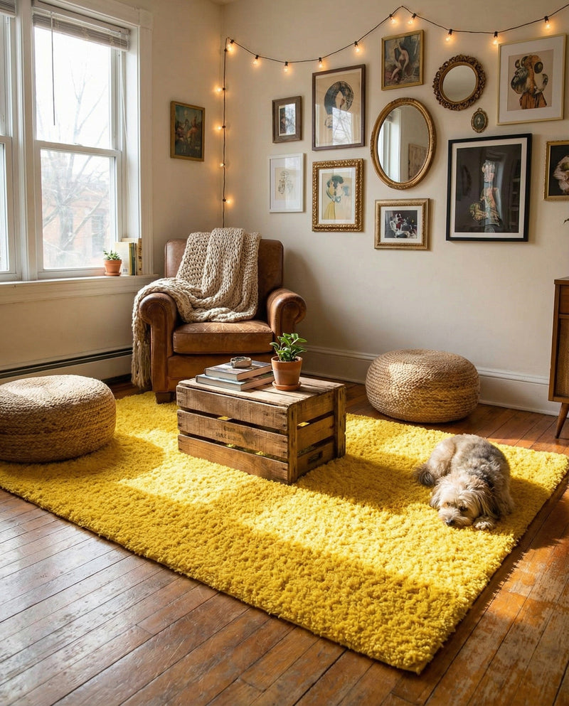Plush Oasis Collection Area Rug - Serenity (Tuscan Sun Yellow) Rectangle Tuscan Sun Yellow  lifestyle 21
