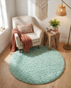 Eternal Plush Oasis Collection Area Rug -  Tranquility (Cyan) Round Cyan  lifestyle 56
