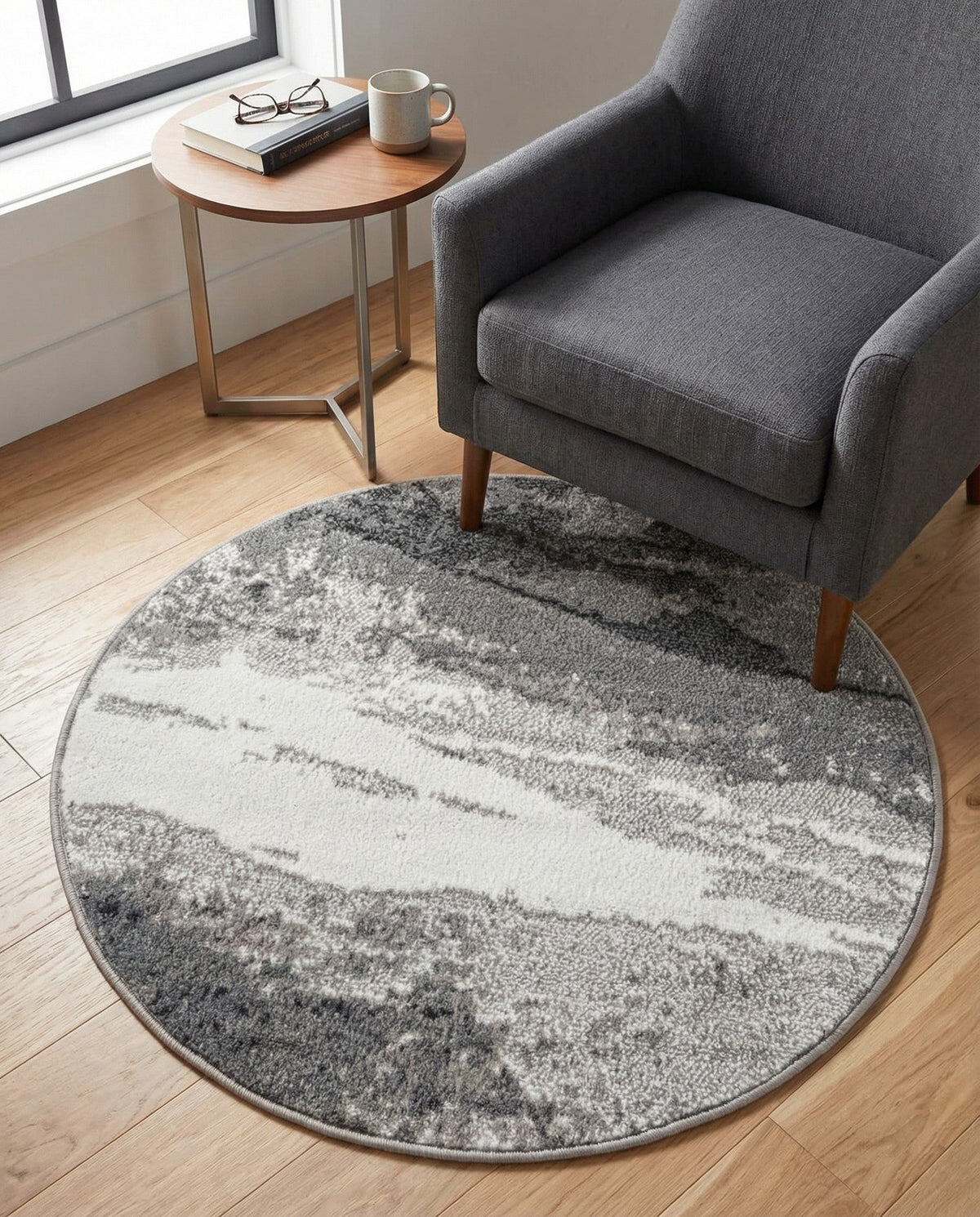 Copenhagen Edge Collection Area Rug - Nyhavn Round Black  lifestyle 178