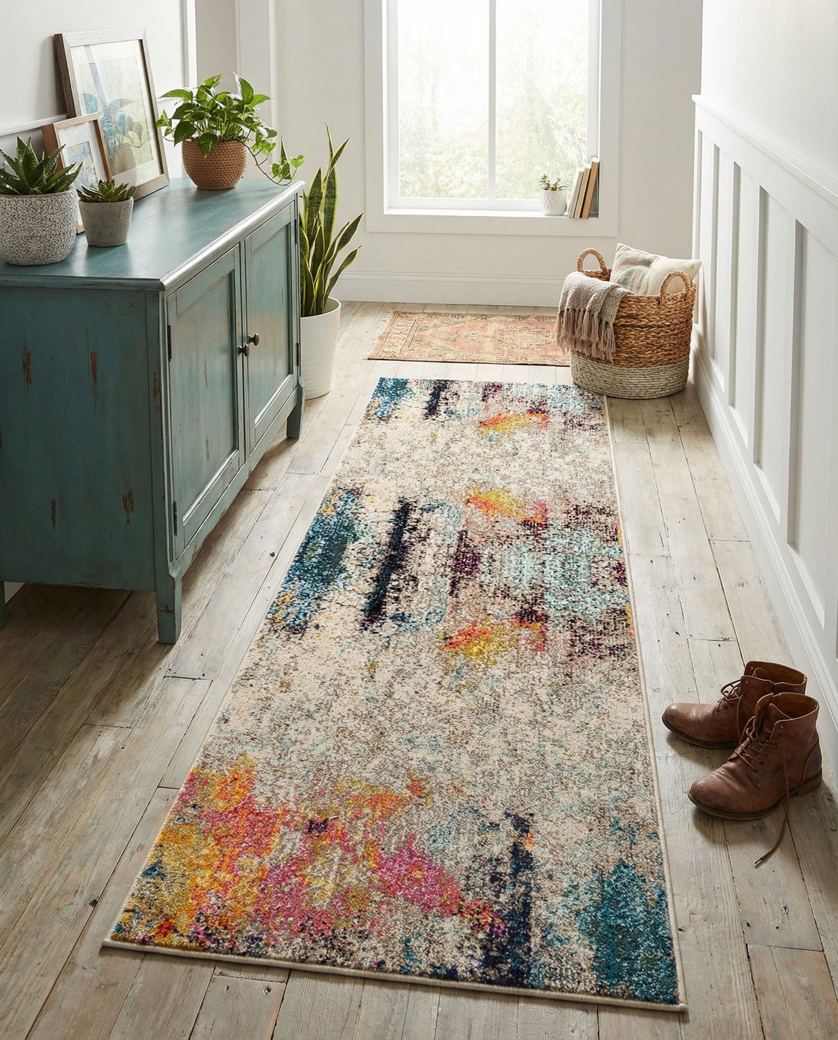 Chromatic Oasis Collection Area Rug -  Azure Runner Beige  lifestyle 121