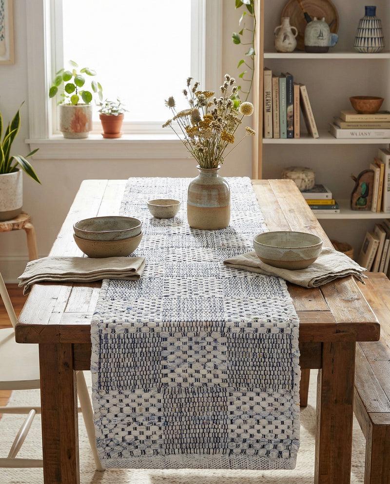 Thar Cotton Collection Area Rug - Serengeti Table Runner Ivory  lifestyle 14